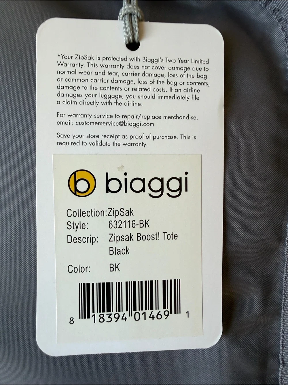 NWT Biaggi zipsak boost! tote - Black Folding & Expanding Tote - Picture 3 of 5